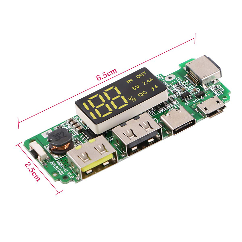 USB 2.4A Mobile Power Bank Charging Module Lithium Battery LED Dual USB 5V 2.4A Micro/Type-C USB Charger Board