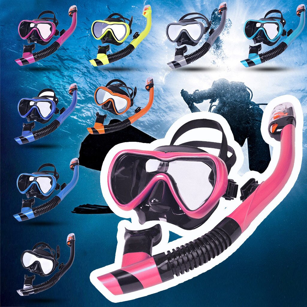 Snorkel Scuba Diving Mask and Snorkels Anti-Fog Goggles Glasses Diving Swimming Easy Breath Tube Set Unisex#g4