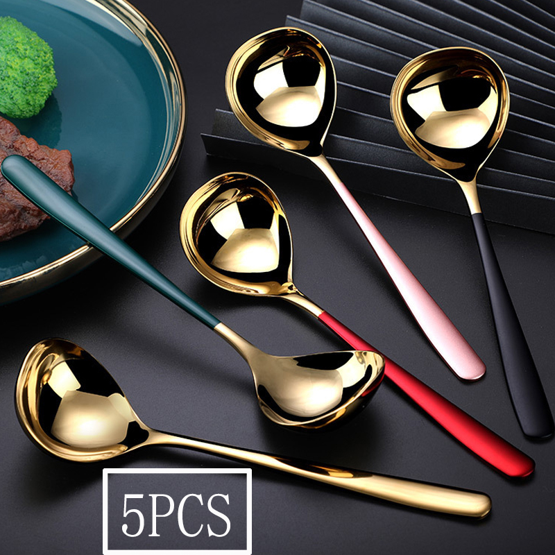 Cuillère à soupe à Long manche en acier inoxydable 304, petite cuillère à soupe, grande extrémité ronde profonde, cuillère à bouillie de ménage, grande cuillère à boire