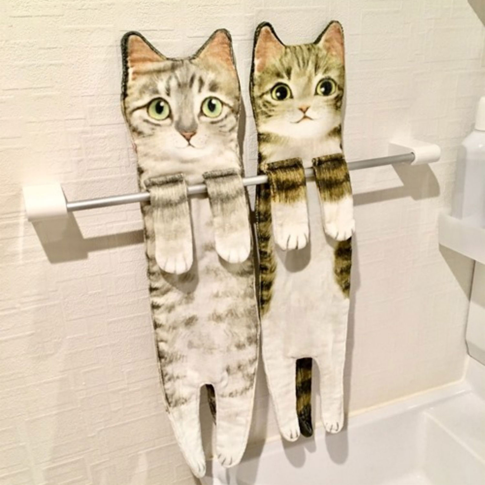 6 Styles Newest Cat Hand Towels Long Cat Shape Wipe Handkerchiefs Bath Towels for Bathroom Kitchen