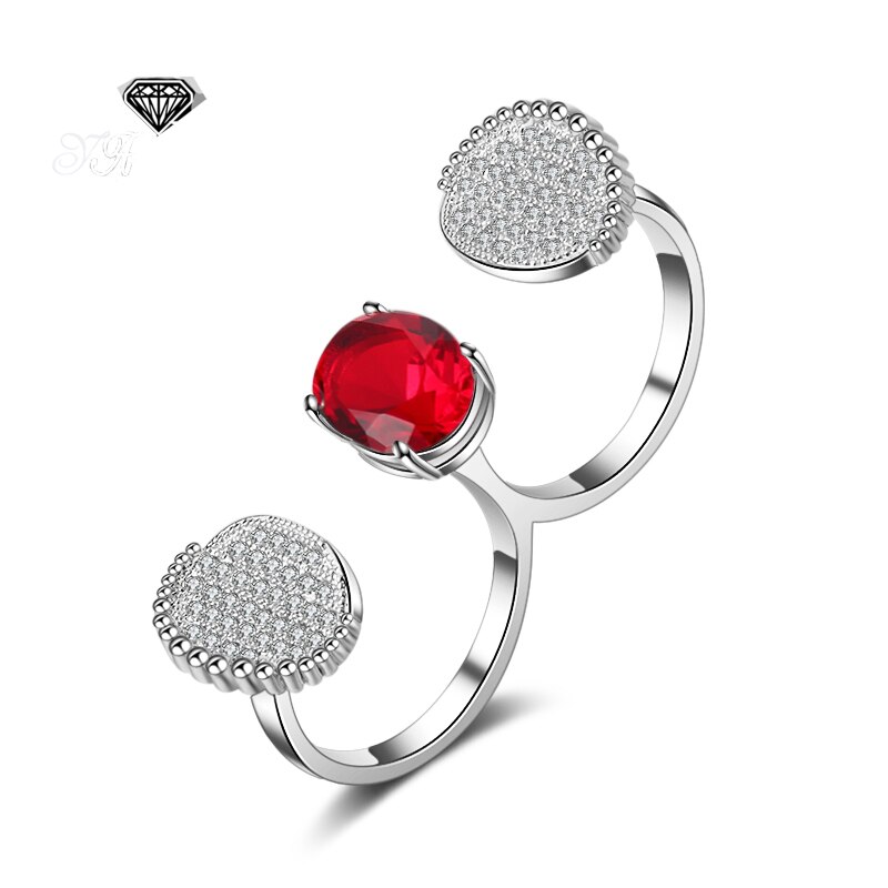 YaYI Schmuck Prinzessin Cut 5,2 CT Red Zirkon Silber Farbe Engagement Ringe hochzeit Herz Einstellbare Ringe Party Ringe