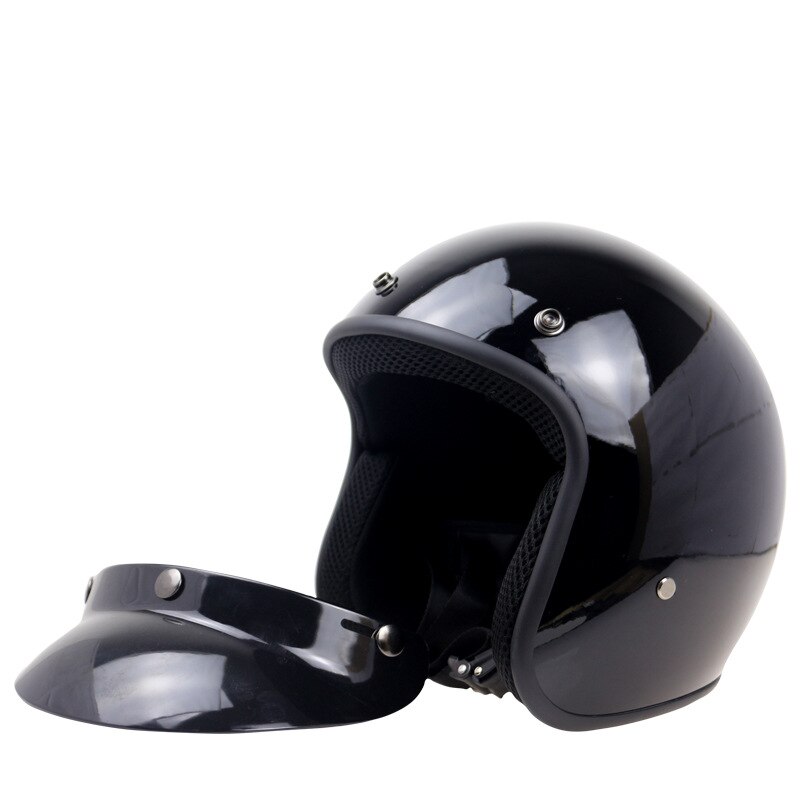 Cafe Racer Style Open Face Motorcycle Helmet - Lightweight ABS, ECE & DOT Approved, Retro Vintage Design, Removable Visor