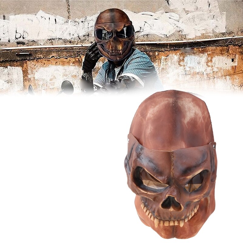 Décoration d&#39;horreur de casque de moto, visière de squelette de crâne pleine tête pour Halloween, visière de casque avec lentille