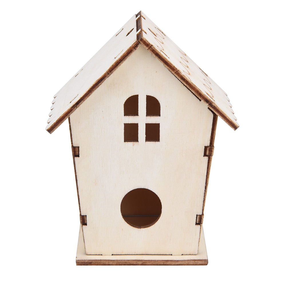 Wood Birds Nest House Bird House Bird Box Hanging Decoration wall-mounted wooden outdoor nest bird house: D