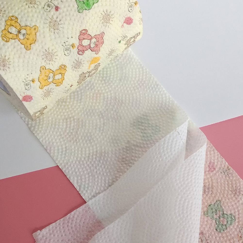1pcs Bear Printing Roll Paper Towel Cute Cartoon Core Bath Toilet Roll Paper 3-Layers Tissue Wetable Household Toilet Paper