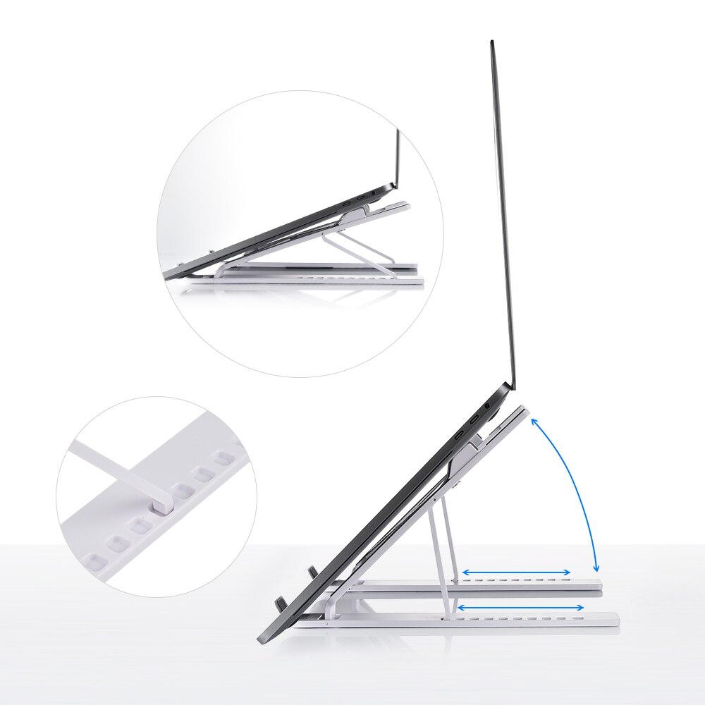 Justerbart laptopstativ bærbar notebookholder doven laptop stigerbakke letvægts tablet x-stativ sammenklappeligt ventileret bord