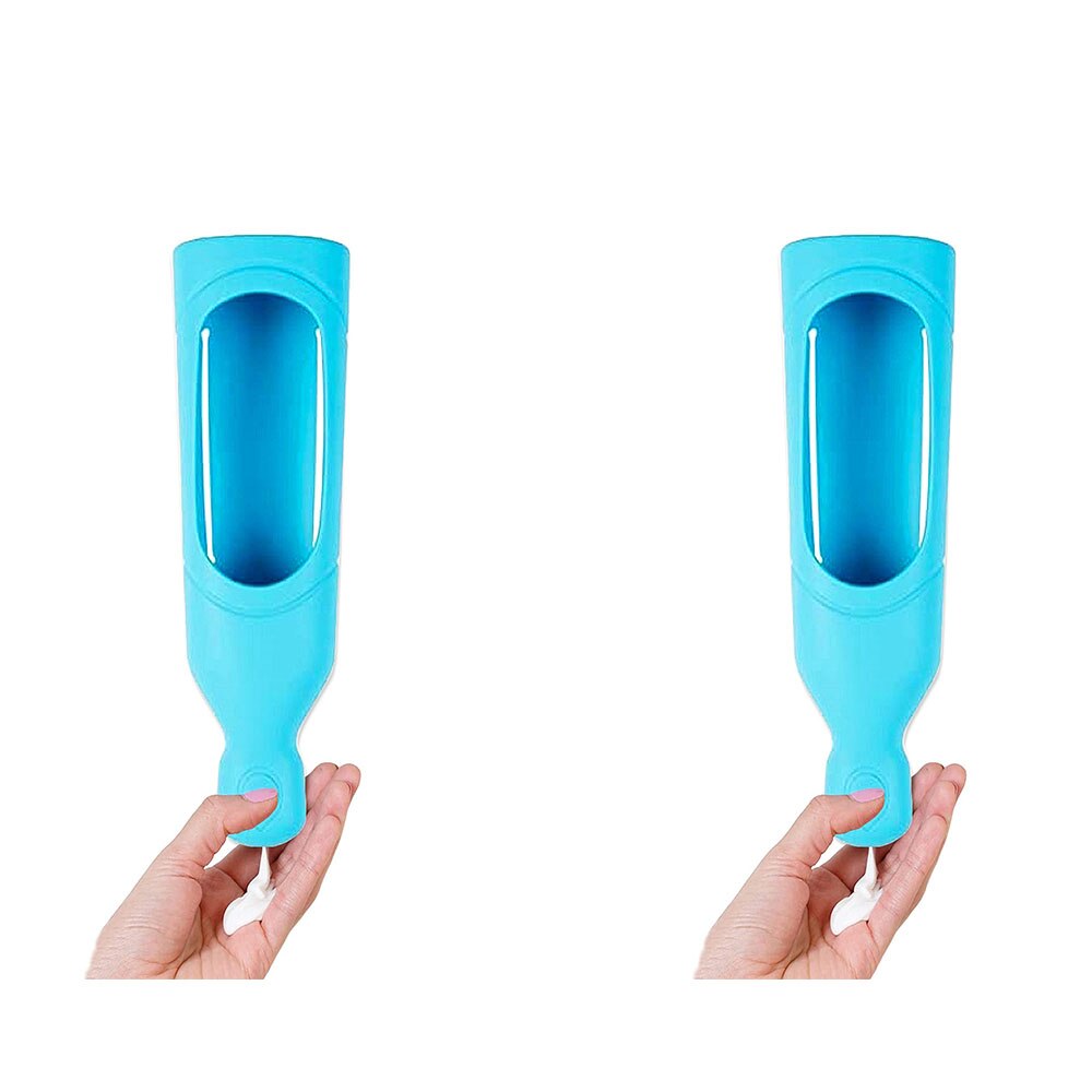 Shower Dispenser Shampoo Silicone Squeeze Bottle Organizer Wall Mounted with Hook Silicone Soap Dispenser Bath Accessories: Blue 2PC