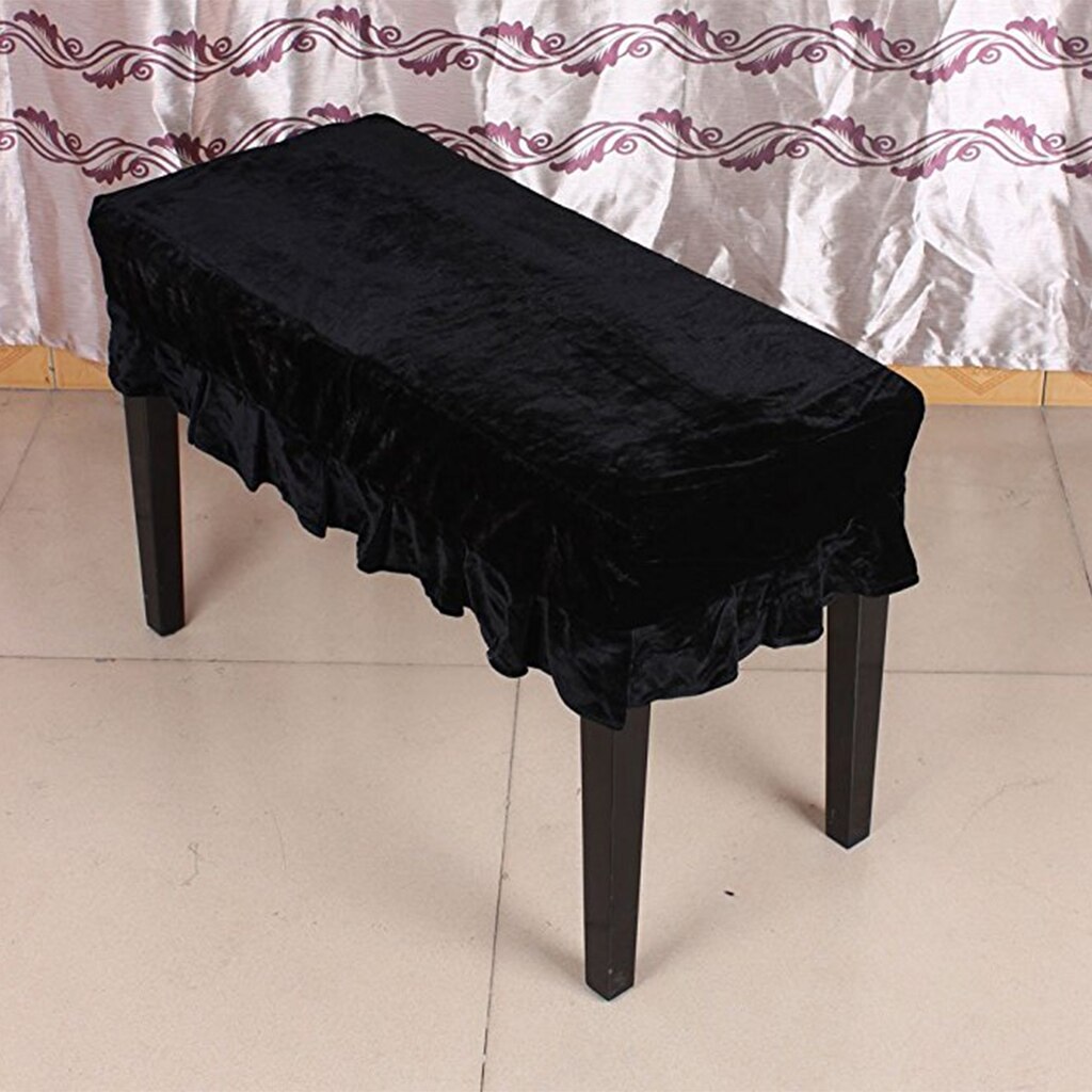 Universal Piano taburete Banco silla cubierta Pleuche decorado con macramé para Piano individual/banco de asiento Dual: Black 2-Seater