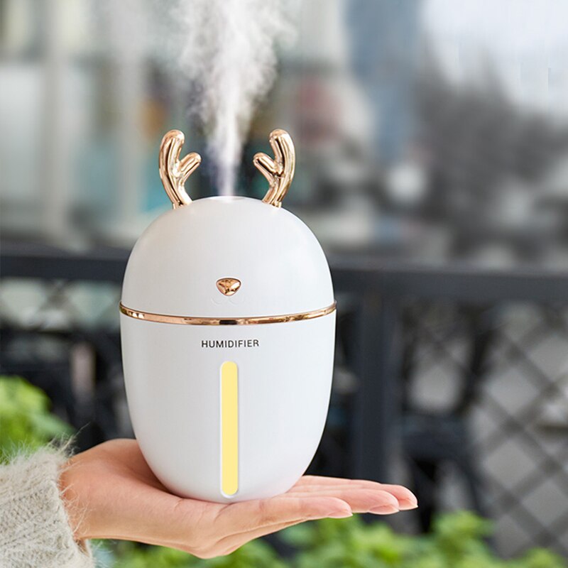 450ml grote capaciteit schattige herten luchtbevochtiger nachtlampje usb-oplaadbaar aromatherapie etherische olie luchtverspreider mistmaker voor in de auto