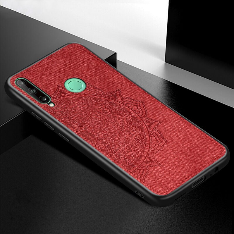 6.39 "Voor Huawei P40 Lite E Case Stof Doek Siliconen Bumper Hard Pc Cover Case Voor Huawei P40 lite E Fundas Bloemen