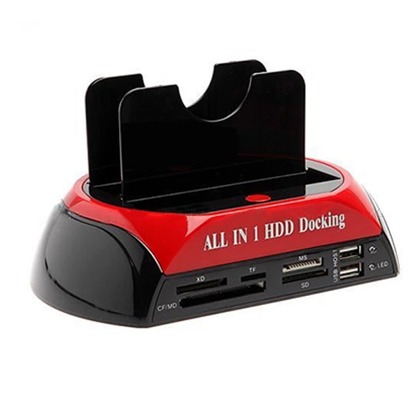 TCC-S862-DE USB 2.0A SATA IDE Dual-Bay HDD Hard Disk Docking Station met Kaartlezer en USB 2.0 Hub voor 2.5 3.5 Inch IDE SAT