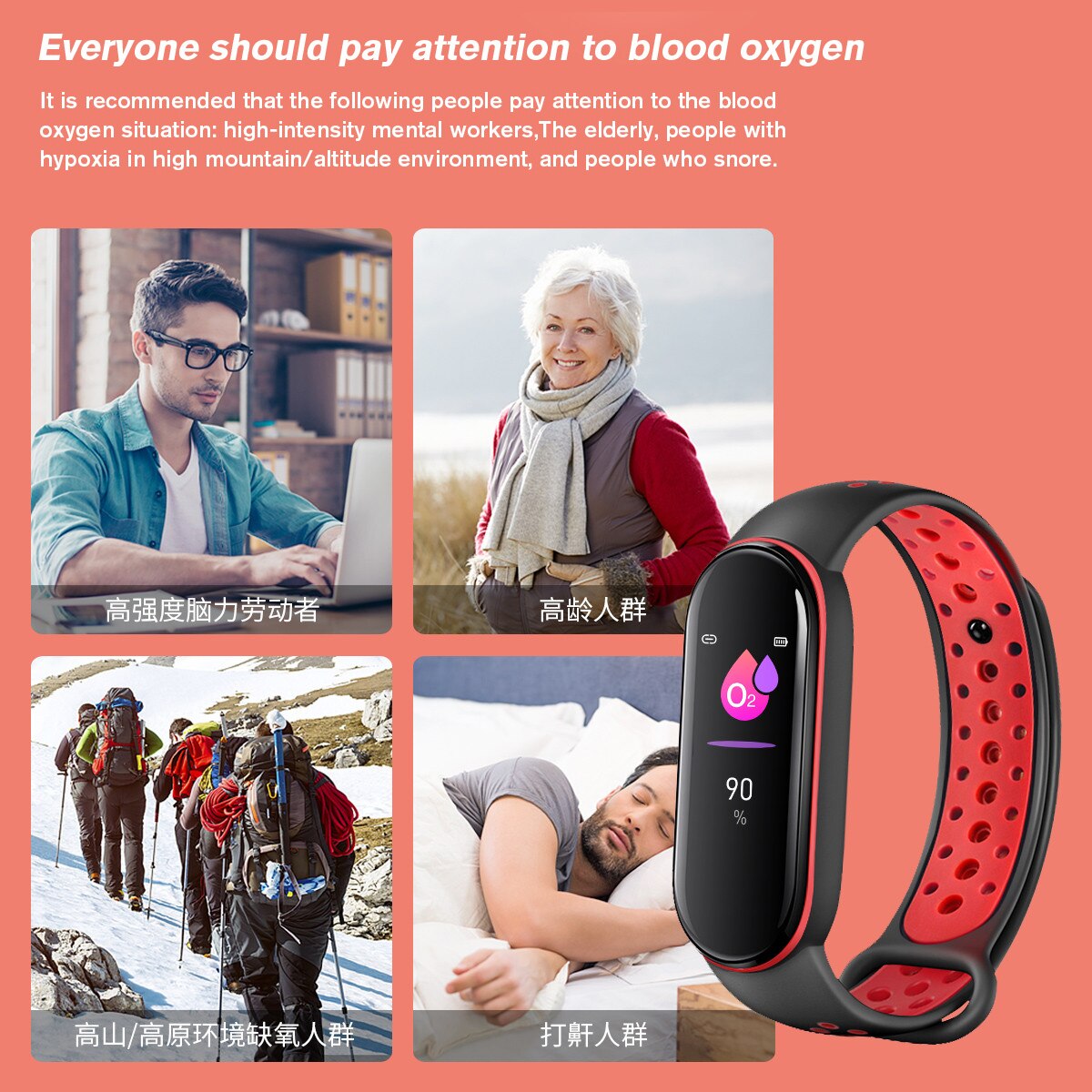 M6 pro smartband-uhren für damen und herren mit herzfrequenzmesser, blutdruckmessgerät, schlafüberwachung, schrittzähler und smart-armband für android und ios