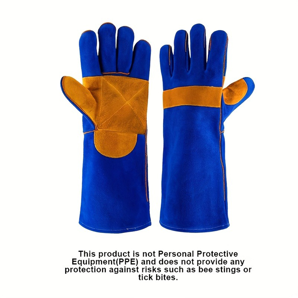 Guantes de soldadura de cuero para trabajo, guantes de soldadura resistentes al fuego/calor, quemador de troncos de madera, guantes de seguridad para Mig Tig Stick Forge BBQ Grill
