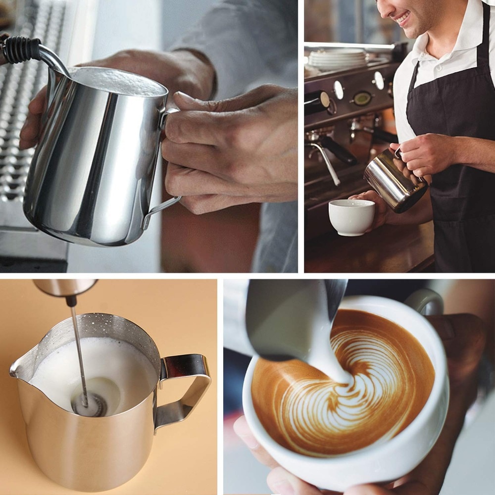 600ml/350ml/100ml ruostumatonta terästä maito/kahvi/cappuccino/latte art vaahdotuskannu barista maitokannu kuppi ja koristeellinen taidekynä