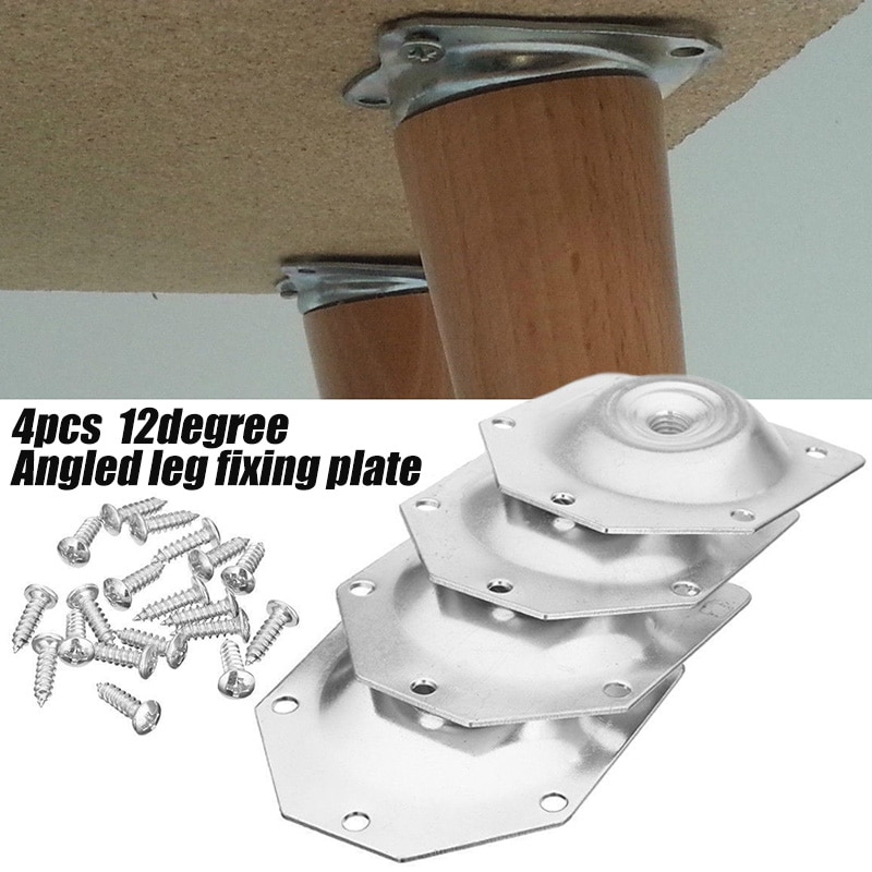 4 pièces accessoires matériel pour la maison armoire meubles support de montage pieds de Table canapé jambes coudées plaque de fixation lit avec vis