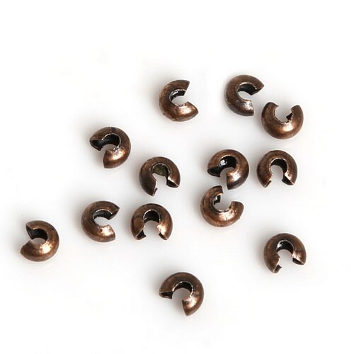 100Pcs/lot 3mm Silver/Gold/Gunmetal/Rhodium/Bronze/Copper Plated Alloy Crimp Beads Round Covers For DIY Jewelry Finding: Copper