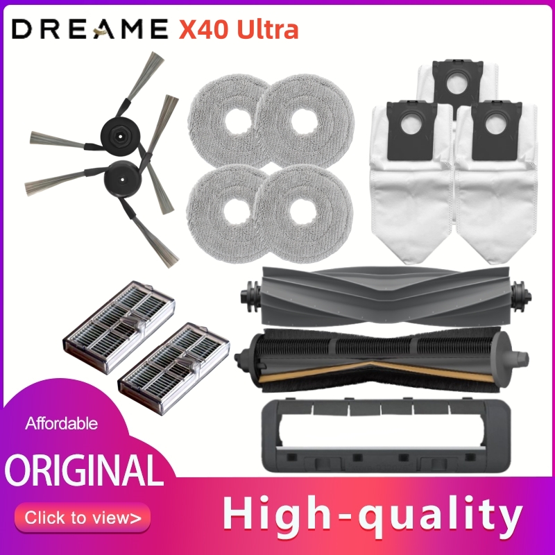 Original Dreame X40 Ultra Zubehör Gummi Haupt Anti-Gewirr Pinsel Seite Pinsel Filter Mopp Staubbeutel Staubsauger Ersatzteile