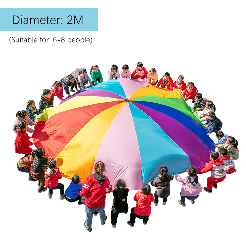 Kids Play Parachute Toy Rainbow Umbrella for Children Outdoor Indoor Play Teamwork Game Sports Exercise Toys Kids Christmas: 2m