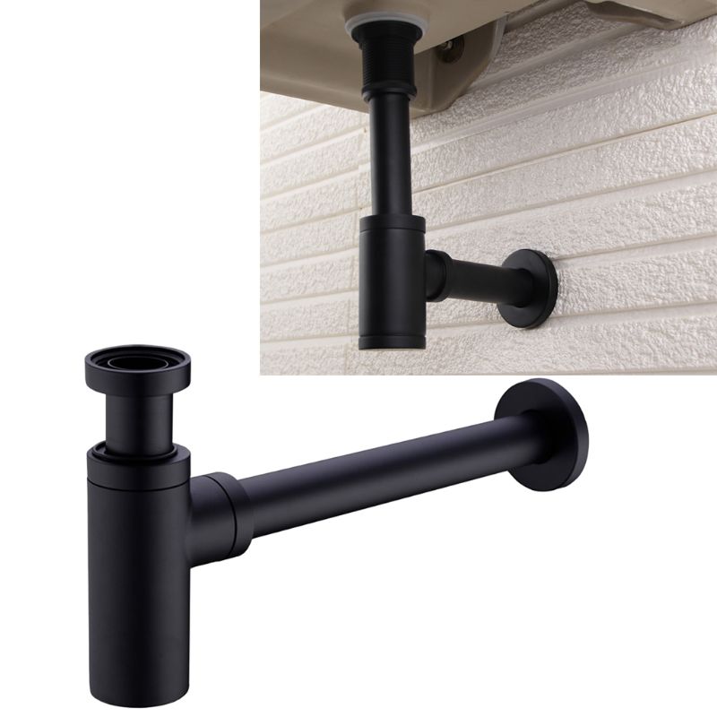 Basin Sink Drain Sewer Downflow Pipe Bottle Trap Drain Deodorization Brushed Black Bathroom Kitchen