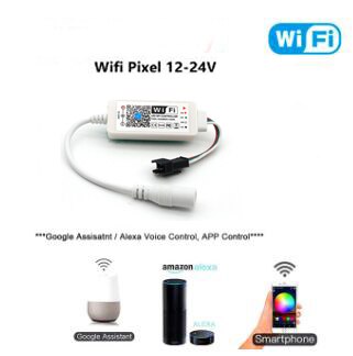 Wifi fjernbetjening alexa google hjemme stemmestyring rgbw rgb cct  ws2811 ws2812b pixel led strip lys skift/dæmper/timer: Wifi pixel 12v 24v