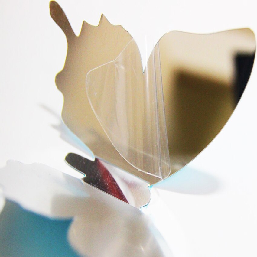 12pcs/set Mirror Silver 3D Butterfly Wall Stickers Party Wedding Decor DIY Home Decorations Butterfly Fridge Decal