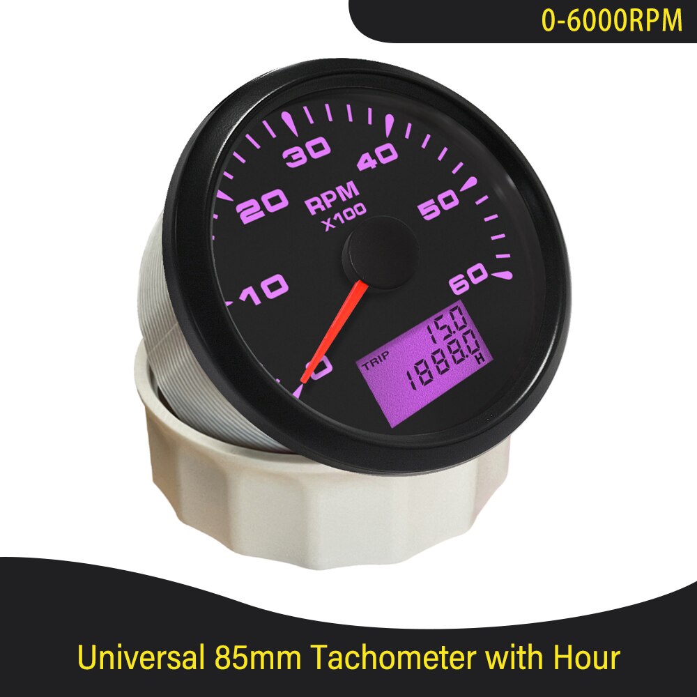 Universal 3K 4K 6K 8K Tachometer Gauges 85mm Lcd Rev Counters With Trip Hour Meter Speed Ratio for Auto Truck Boat Backlight