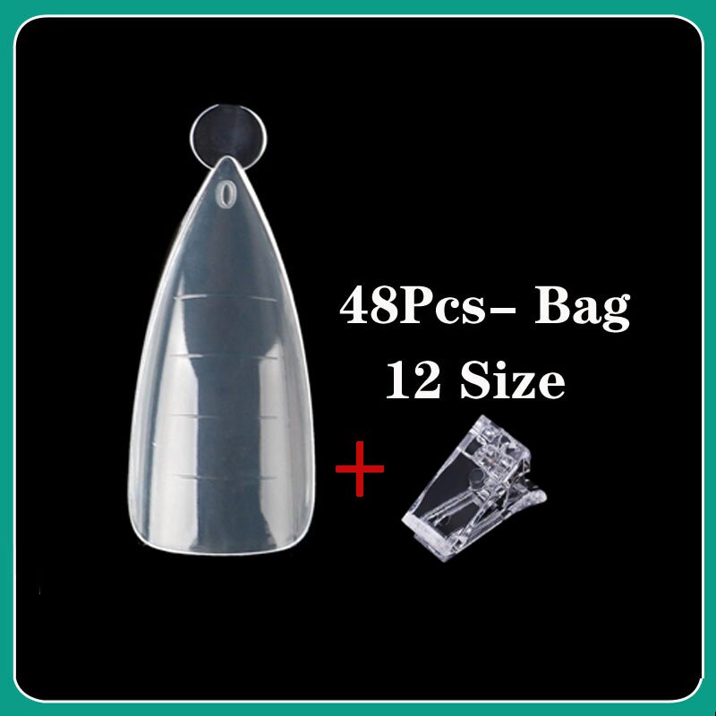 Poly negle gel hurtig byggeform spidser dobbelt negle form kiste negle klare ballerina finger extension nail art uv builder værktøjer: 48 stk pose a