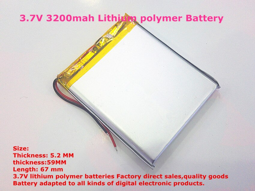 tablet battery Size 525967 3.7V 3200mah Lithium polymer Battery with Protection Board For PDA Tablet PCs Digital Products