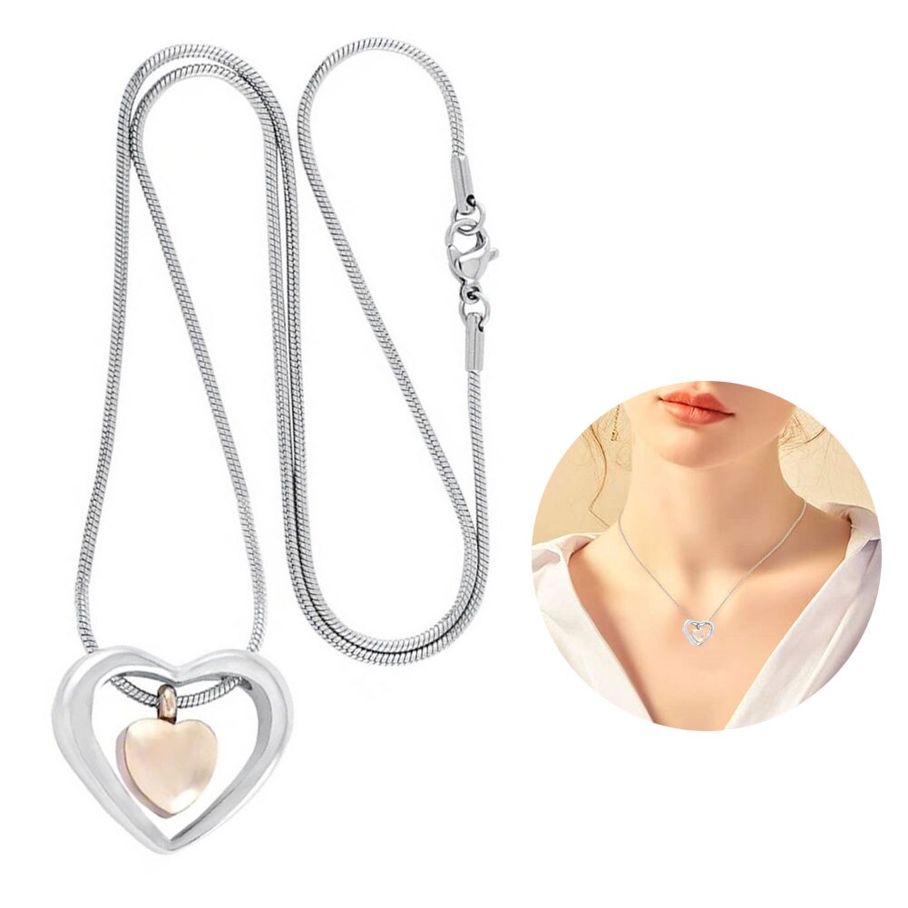 Herz Dekor Denkmal Urne Halsketten Andenken Einäscherung Schmuck Denkmal Asche Anhänger Doppel Herzförmigen Anhänger für Haustier Hund Katze