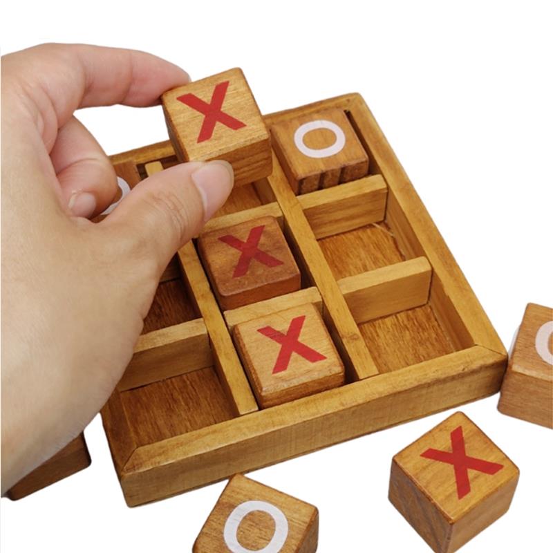 Gioco del Tris in Legno, Rompicapo Logico Divertente, Giochi da Tavolo Classici di Strategia per Adulti e Bambini, Regalo Educativo