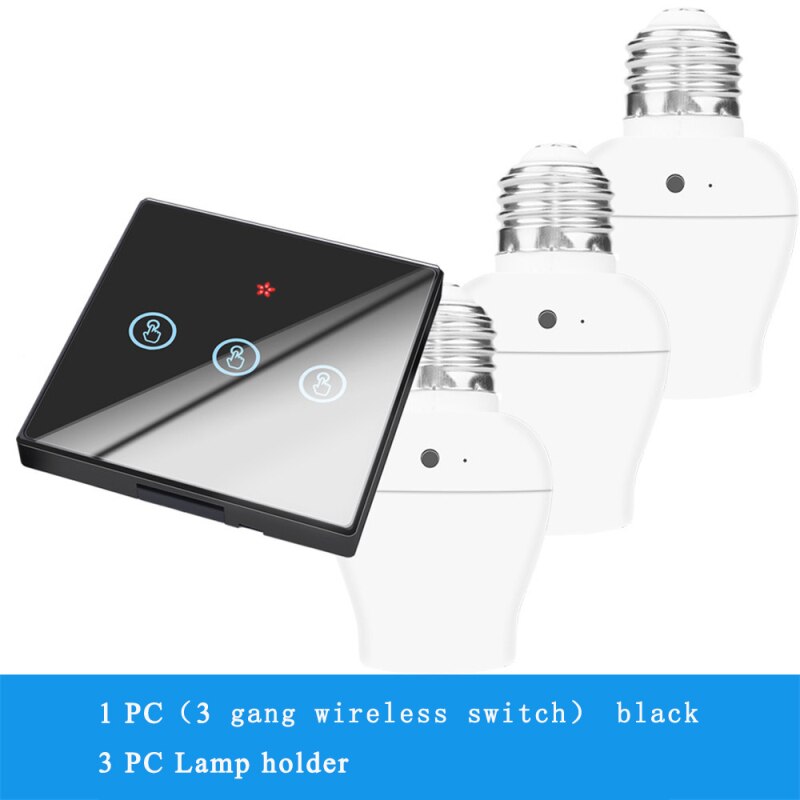 Lâmpada inteligente e26 e27 433mhz painel de parede controle remoto rádio freqüência inteligente interruptor luz toque sem fio casa acessórios: 03