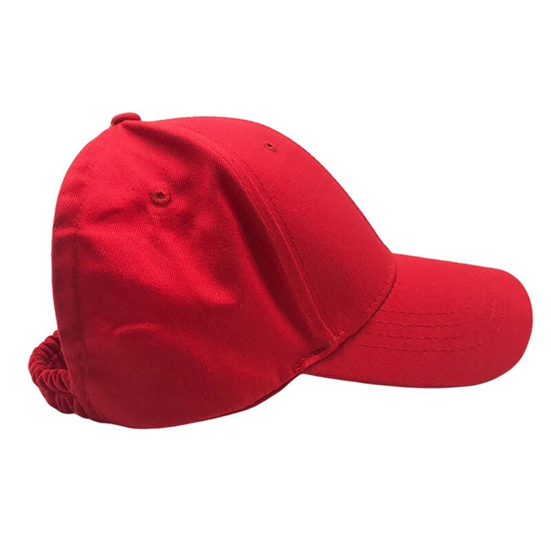 Sun hat summer women's leisure sunshade caps cotton sunscreen sun pony cap beach tennis cap 4 colors: Red