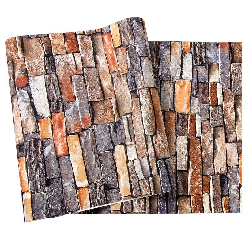 Moderne Steen Pvc Behang Baksteen Behang Roll Voor Woonkamer Tv Achtergrond Home Decor Muurstickers Pvc Decals: YELLOW