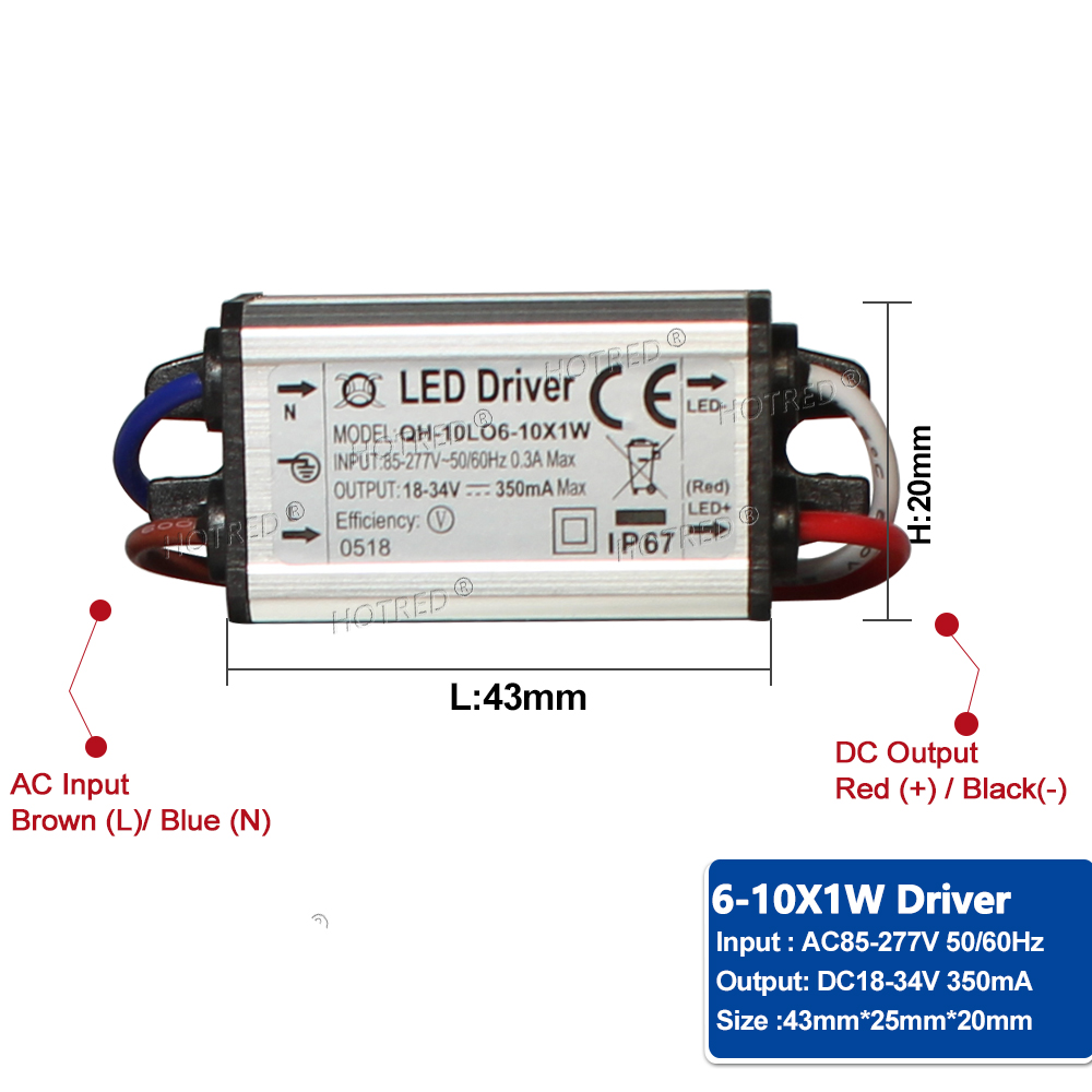 Adaptador de transformador a Fuente de alimentación, Controlador LED de 10W, 20W, 30W, 50W, 100W, a DC3V AC85V-277V, 12V, 18V, 24V, 30V, IP65, 300/600/900/1500/3000mA: Azul