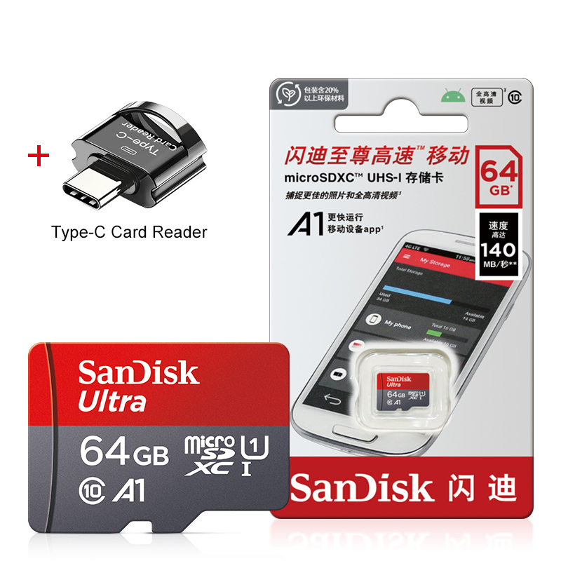 Micro sd 128GB 64GB 32GB 100mb/s TF usb flash memory card microsd 98MB/s class10 for Type-C adapter