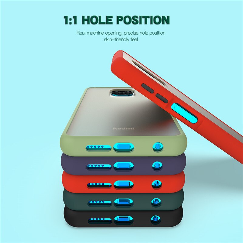 Per Xiaomi Redmi Nota 9S Caso Antiurto Bumper di Colore TPU Cornice Trasparente Della Copertura per la Nota Redmi 9 Pro Max opaco Dura del PC Casi