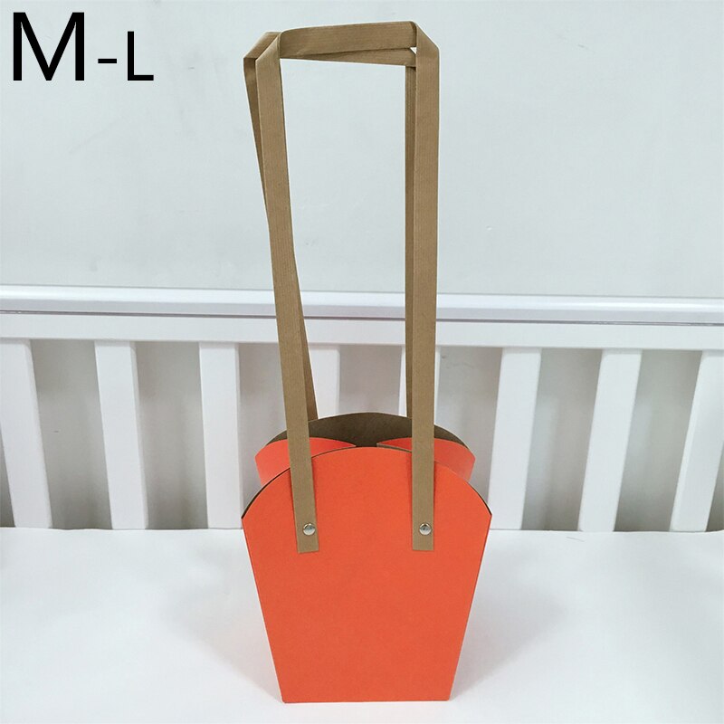 Waterproof Kraft Paper Flower Box Flowers Packaging Box Flower Basket Flower Folding Handbag: M