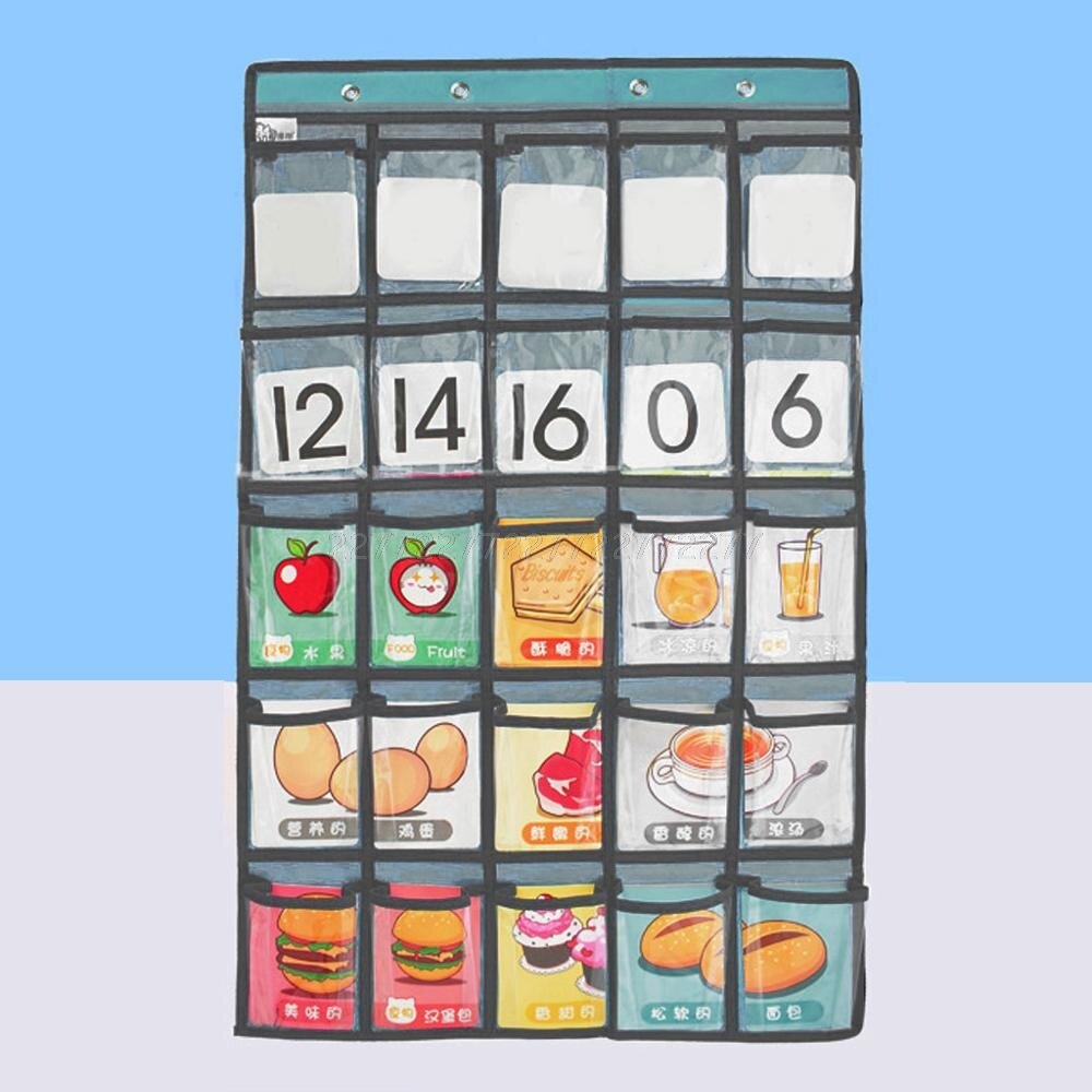 Classroom Pocket Chart With Number Pocket Organizer For Home Bedroom Cabinet Blue 48 Pockets