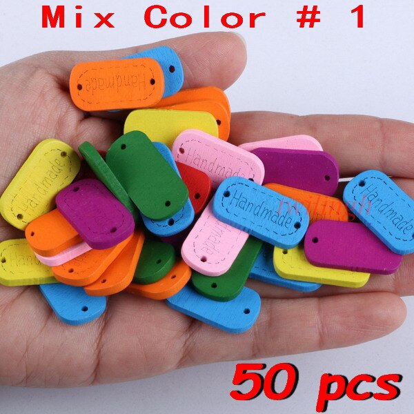 twilingh 50Pcs Natural Color Wooden Buttons Handmade Letter Love 2 Holes: Mixed Color 1 50pcs