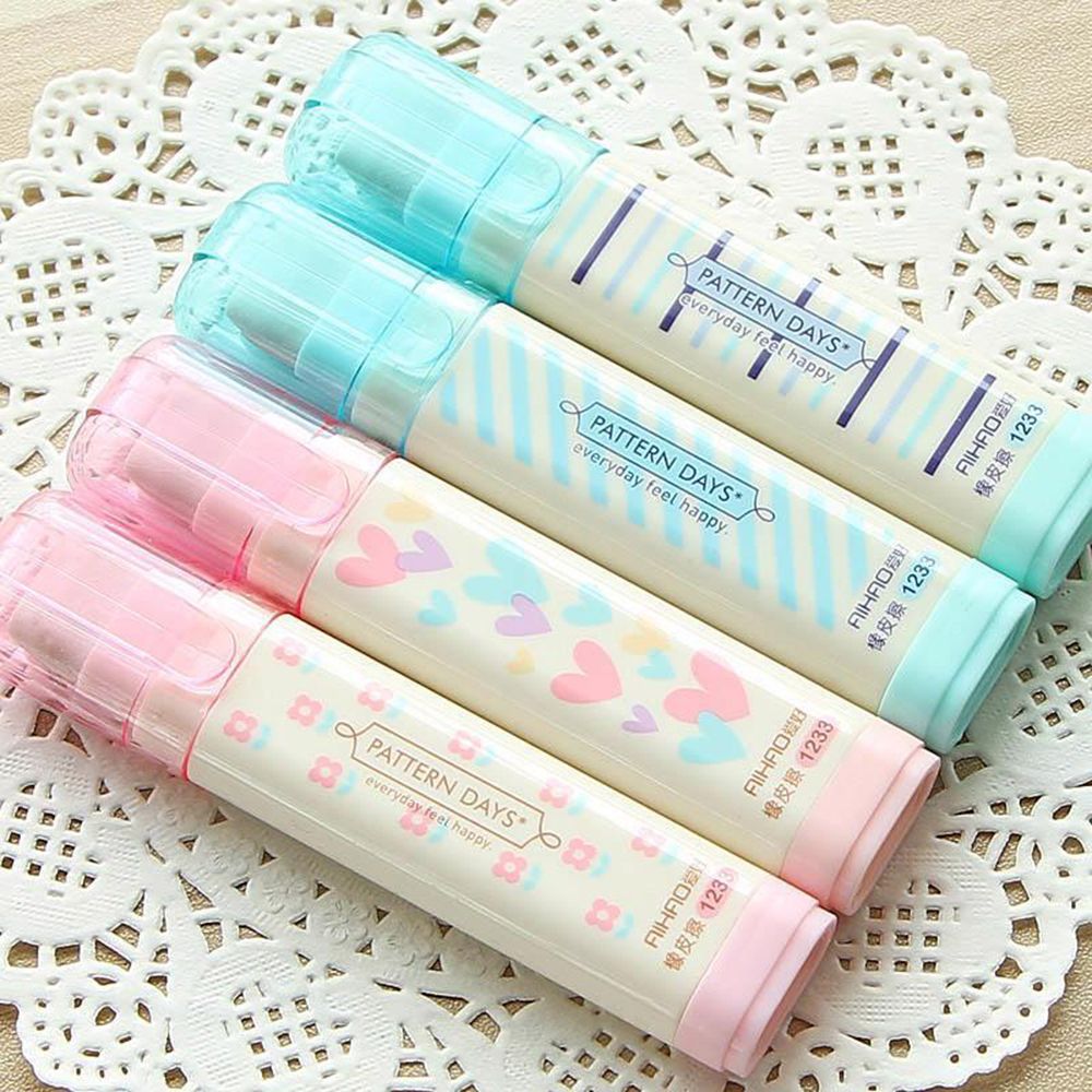 Søde kawaii hjerte blomst gummi viskelædere dejlig stribe blyant viskelæder til børn koreansk brevpapir nyhed genstand