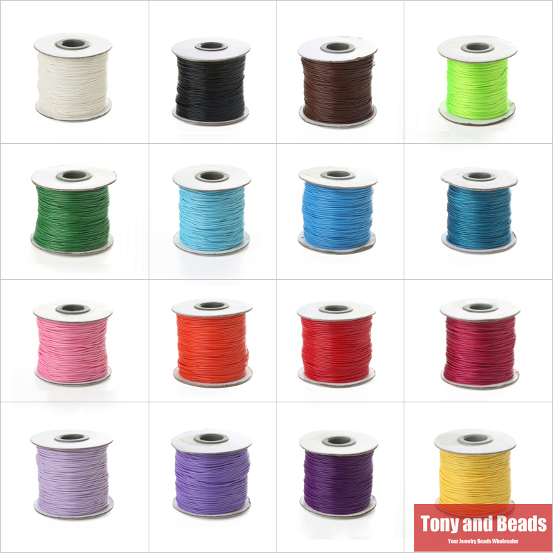 Woskowany sznurek bawełniany 1MM sznurek sznurek pasek 100 jardów na rolkę naszyjnik liny DIY tworzenia biżuterii