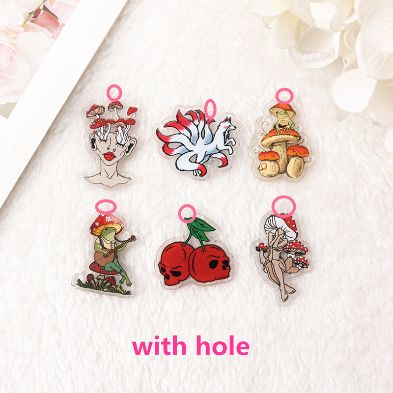 Kitsune-Breloques Grenouille, Pièce Plus Lente, Crâne, Aucun pour Boucle d'Oreille, Porte-clés, Pendentif, Collier, Bricolage, Exécutif, 6Pcs: orange