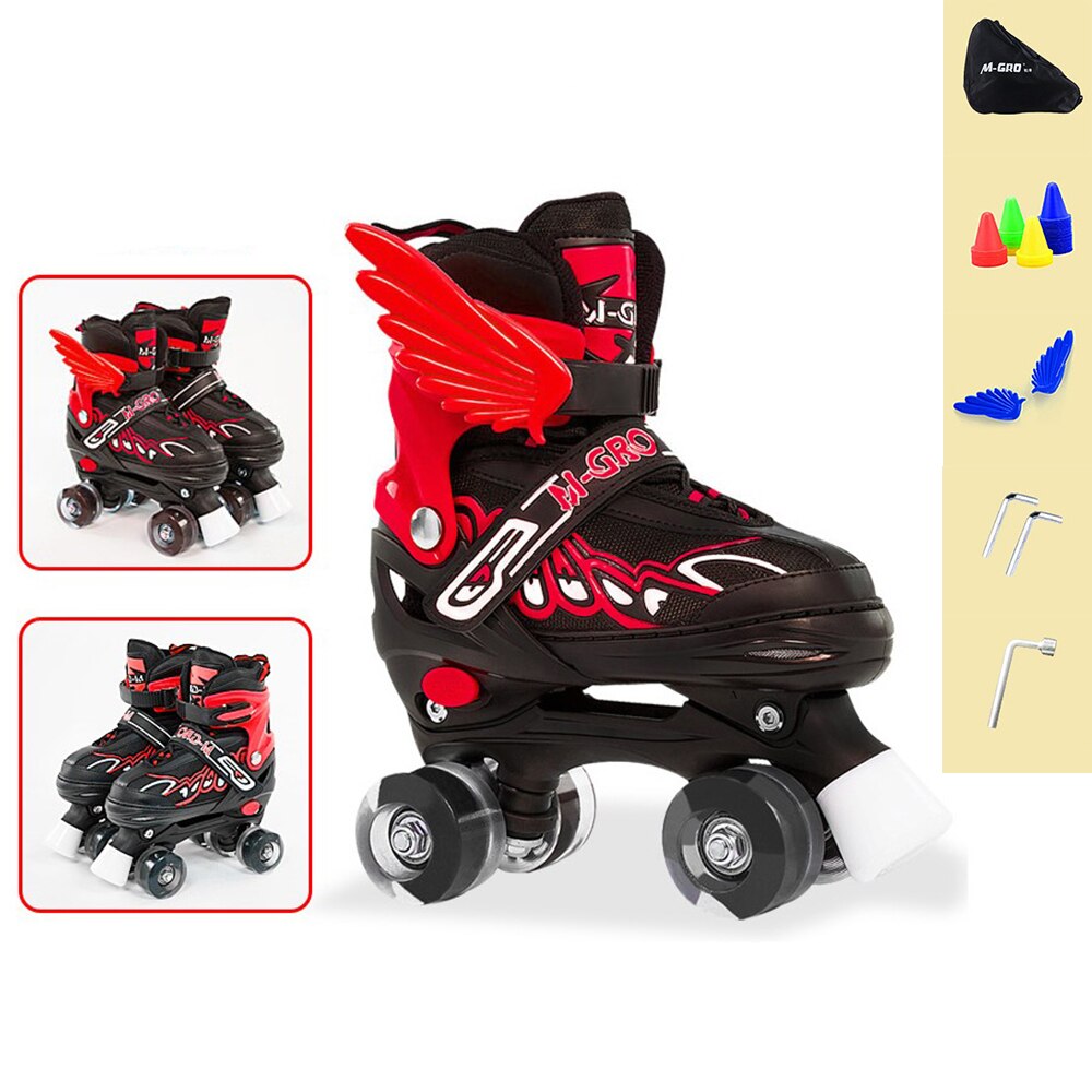 neue Kinder Einstellbare Skates Rollschuhe Jungen Mädchen kinder Rollschuhe Schuhe Flash 4-Räder Außen Sport skates: red black wheel / l