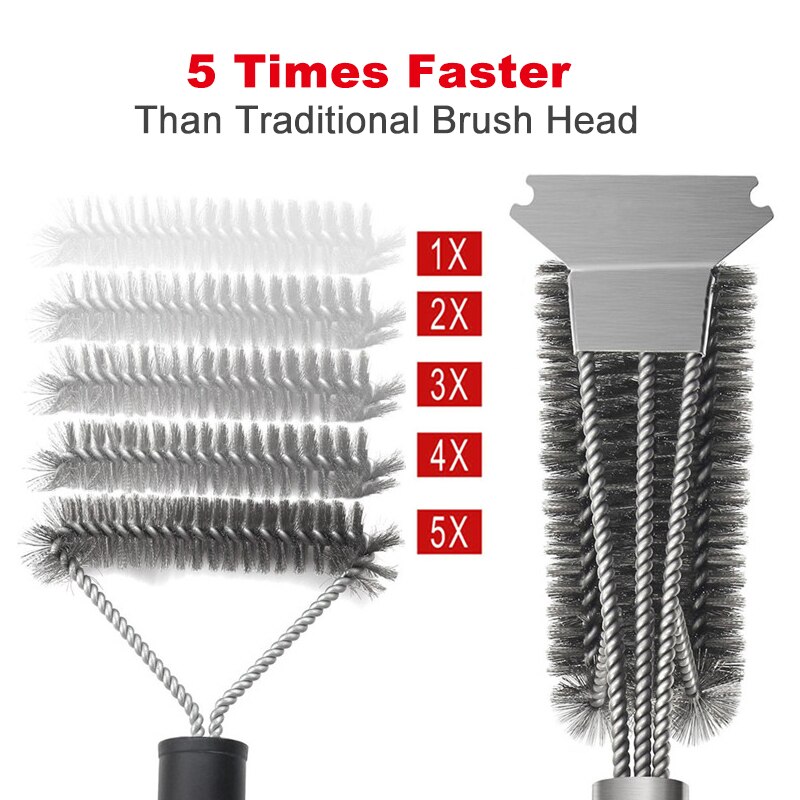Mosodo BBQ Grill Brush Cleaning Scraper Barbecue Cleaner Wire Brushes Stainless Steel Tools for All Grill Types BBQ Accessories
