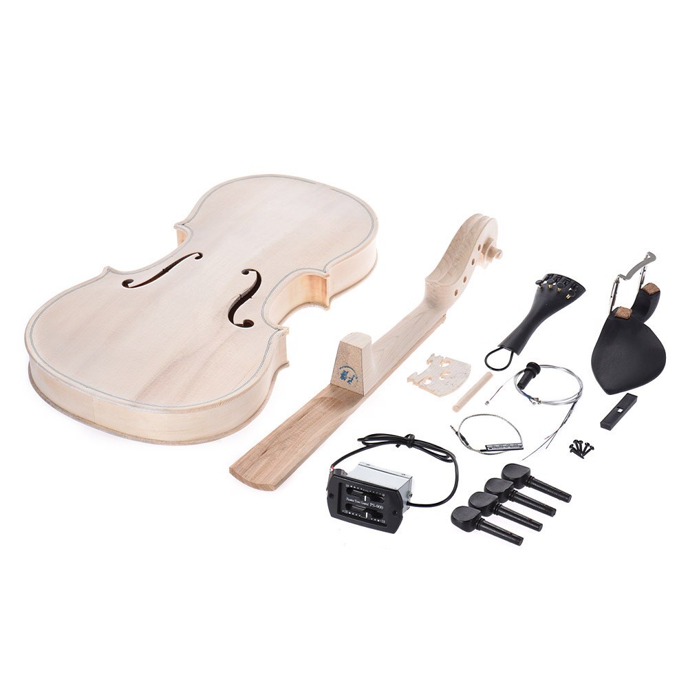 Diy 4/4 fuld størrelse violin kit akustisk violin med massivt træ natur med eq gran top ahorn ryg hals gribebræt tailpiece: Stil 1