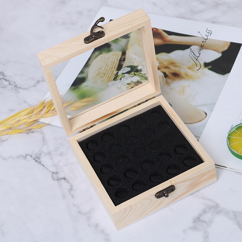 25 Slots Wooden Essential Oil Storage Box Aromatherapy Container Organizer