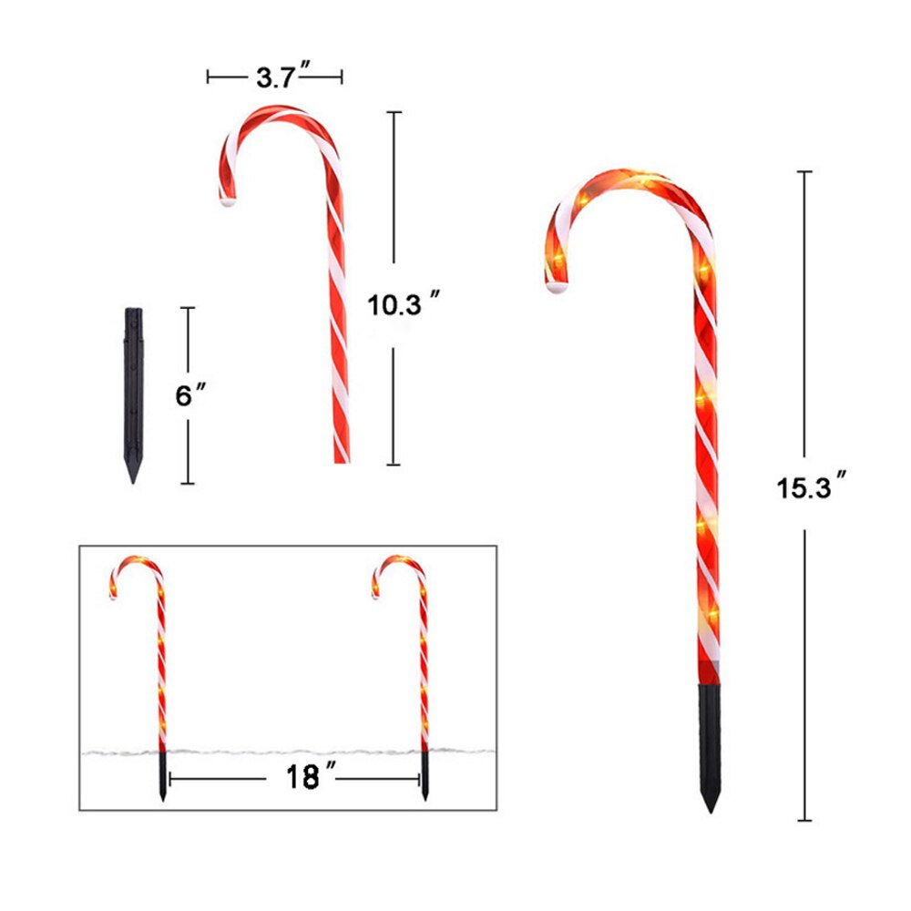 Snoep kerstboom decoratie verlichting zuurstok zonne-energie lamp batterij / usb aangedreven buiten tuin bruiloft feest decoratie