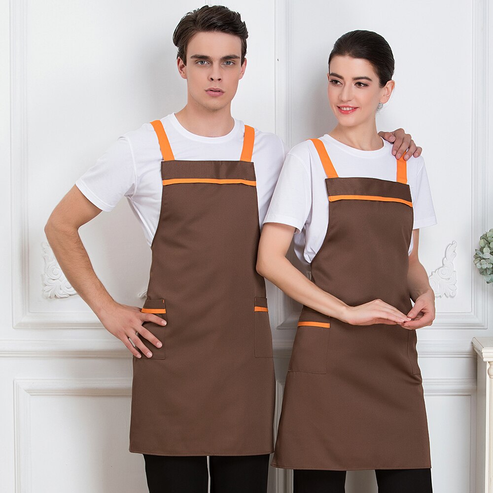 Forklæde kok arbejdstøj webbing sløjfe-knude unisex forhindre fald kantine cafe køkken restaurant fest kokke uniformer tjener servitrice: Brun