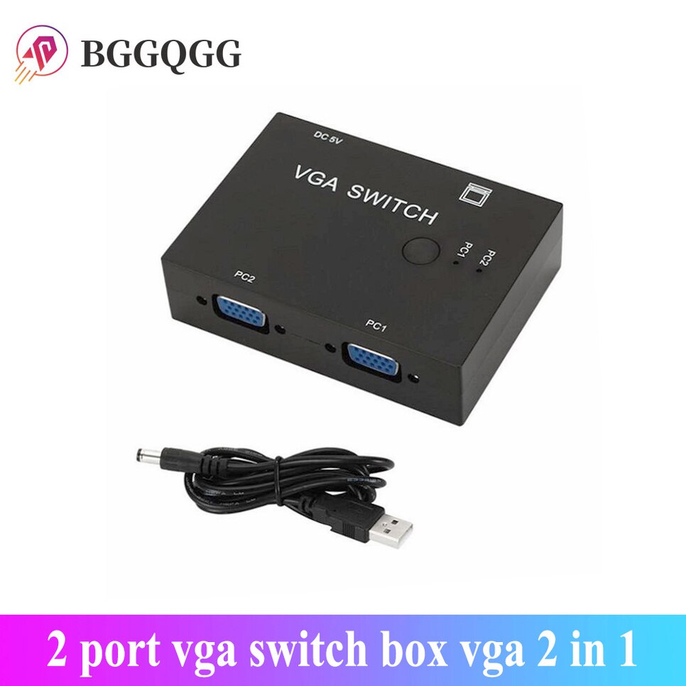 2 In 1 Out Switcher 2 Poort Vga Switch Box Vga Voor Consoles Set-Top Boxes 2 Hosts delen 1 Display Notebook Projector Computer