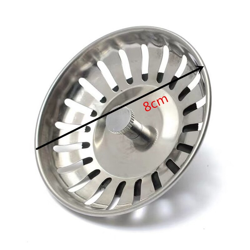 8Cm Rvs Cover Gat Sink Filter Gootsteen Keuken Afvoer Om Plug Afvoerputje Voor Badkamer